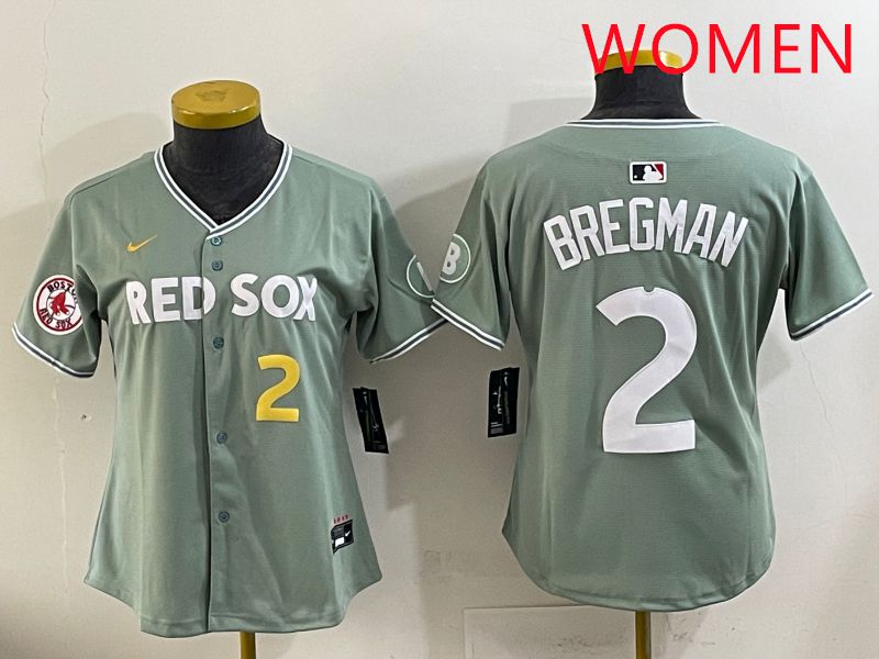 Women 2025 Boston Red Sox #2 Bregman Green Joint Name Nike MLB Jersey style 7